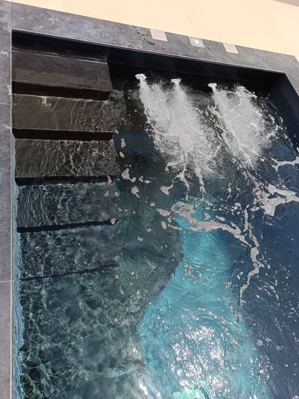 Segunda vista de la piscina con sistema contracorriente